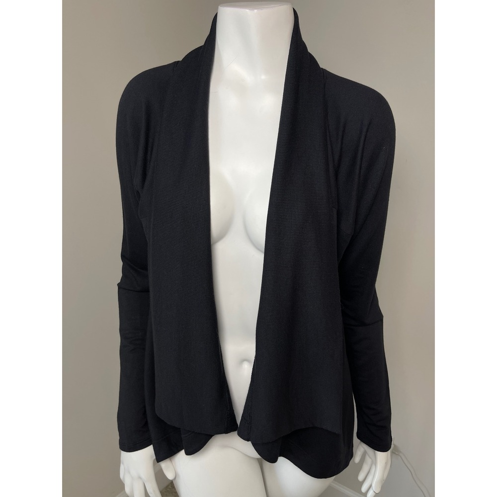 Athleta Black Modal Spandex Open Front Shawl Collar Cardigan Tunic Size M